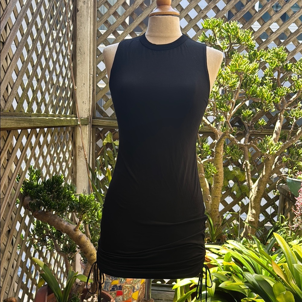 COTTON CITIZEN Black Sleeveless Ruched Cotton Tank Dress. Size XS. NWOT